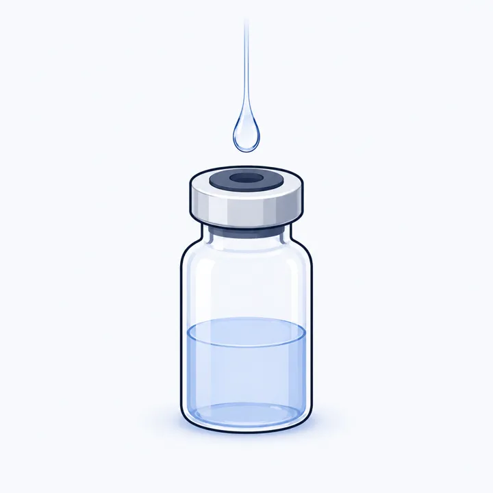 A drop of water going into a vial