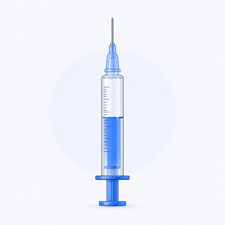 A syringe filled up to the dose line